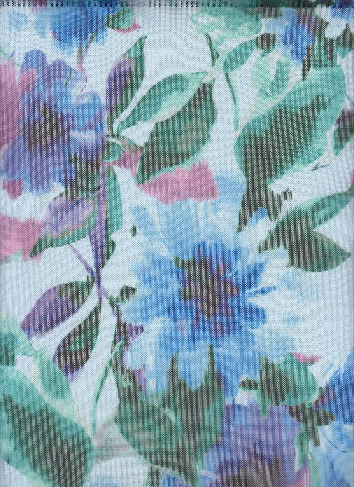 1 Yard Polyester Spandex 80 GSM Mesh Fabric, Floral Digital Print, Lightweight Soft 54" Width