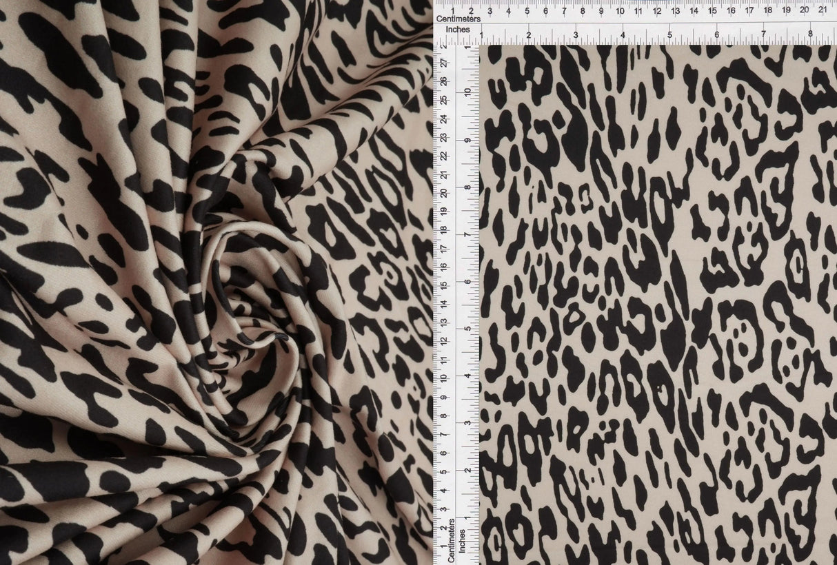 1 Yard DTY Brushed Animal/Leopard Digital Print Knit Fabric, 58/60'' Wide Polyester Spandex Blend