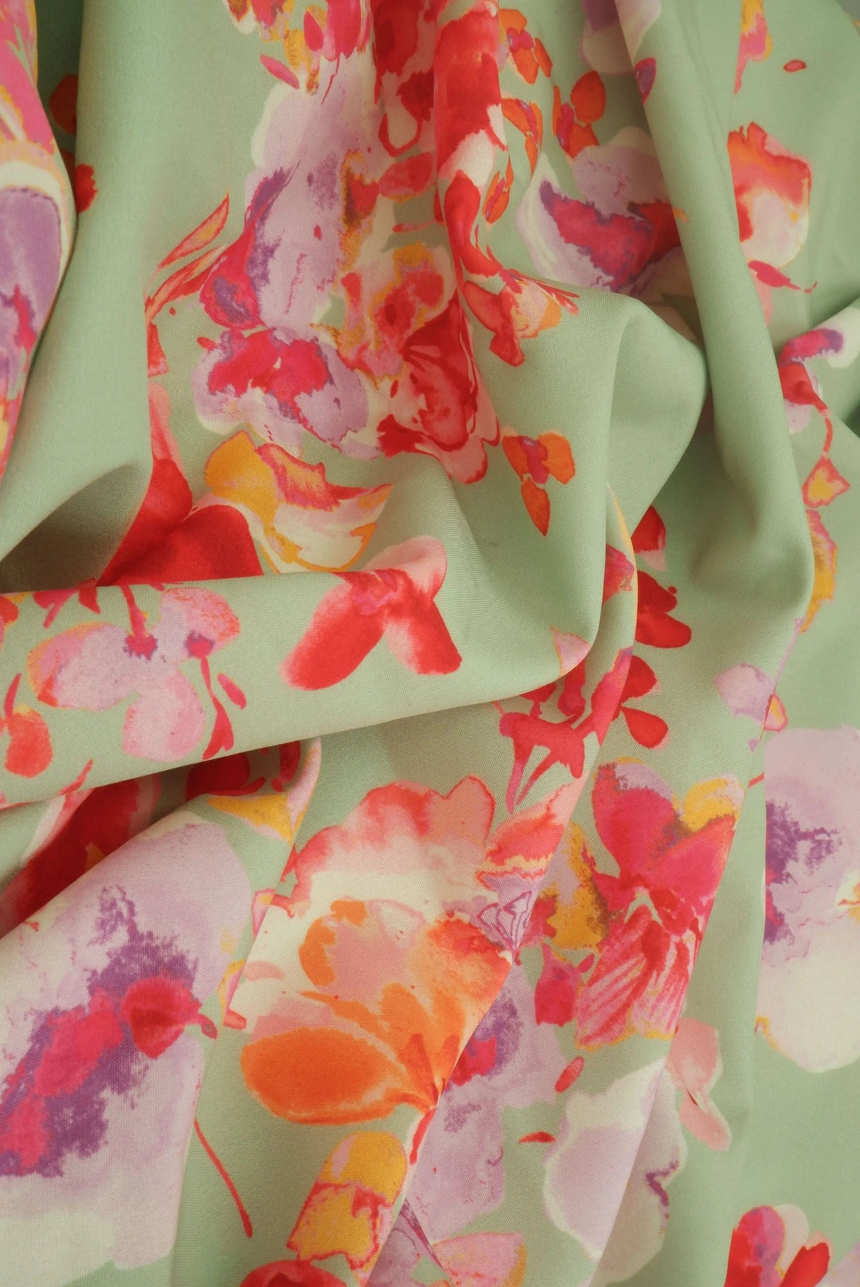 1 Yard Digital Floral Peach Skin Print Fabric, 58/59'' Wide Polyester Spandex Blend