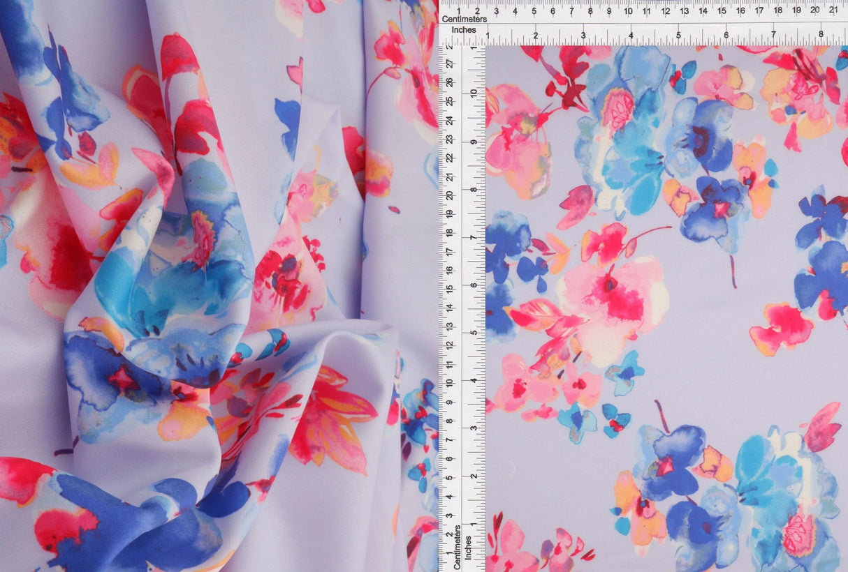 1 Yard Digital Floral Peach Skin Print Fabric, 58/59'' Wide Polyester Spandex Blend