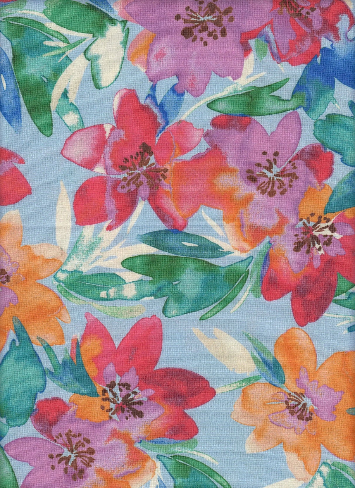 1 Yard Digital Floral Peach Skin Print Fabric, 58/59'' Wide Polyester Spandex Blend