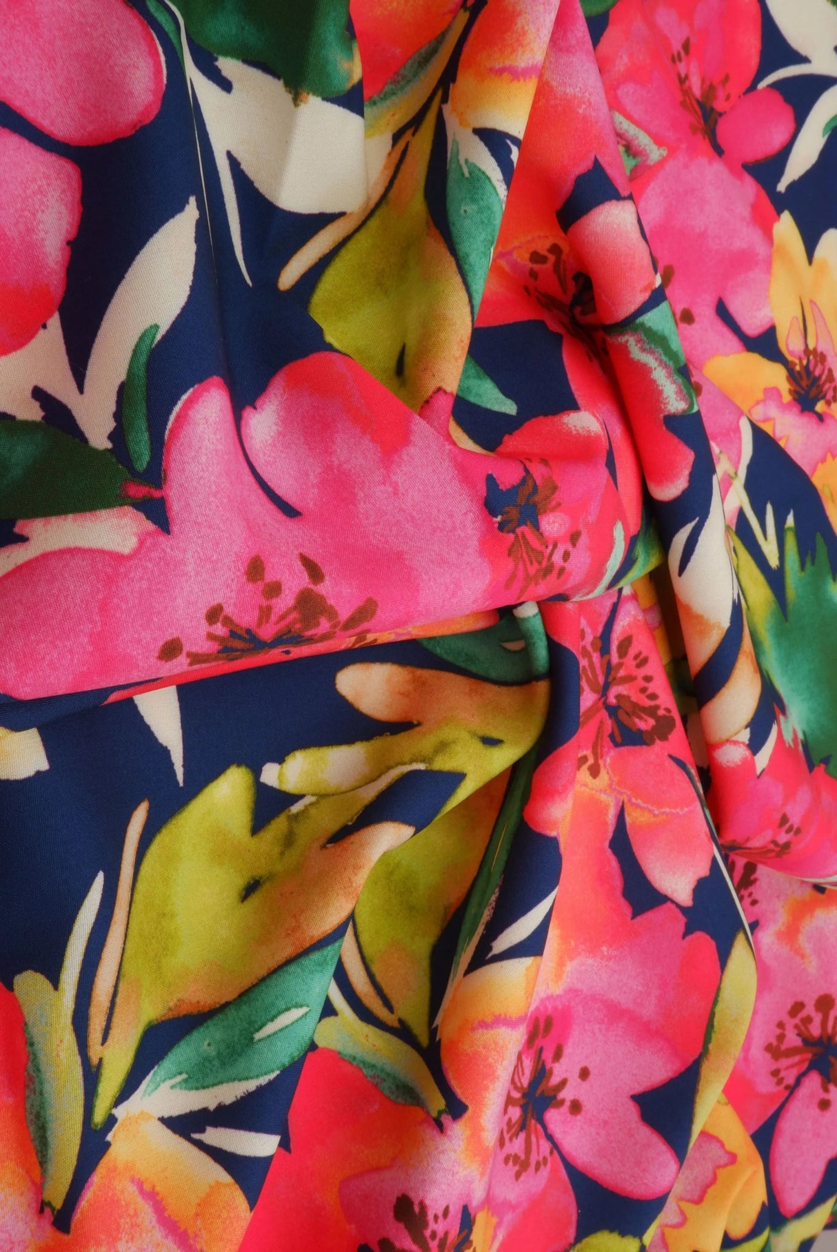 1 Yard Digital Floral Peach Skin Print Fabric, 58/59'' Wide Polyester Spandex Blend