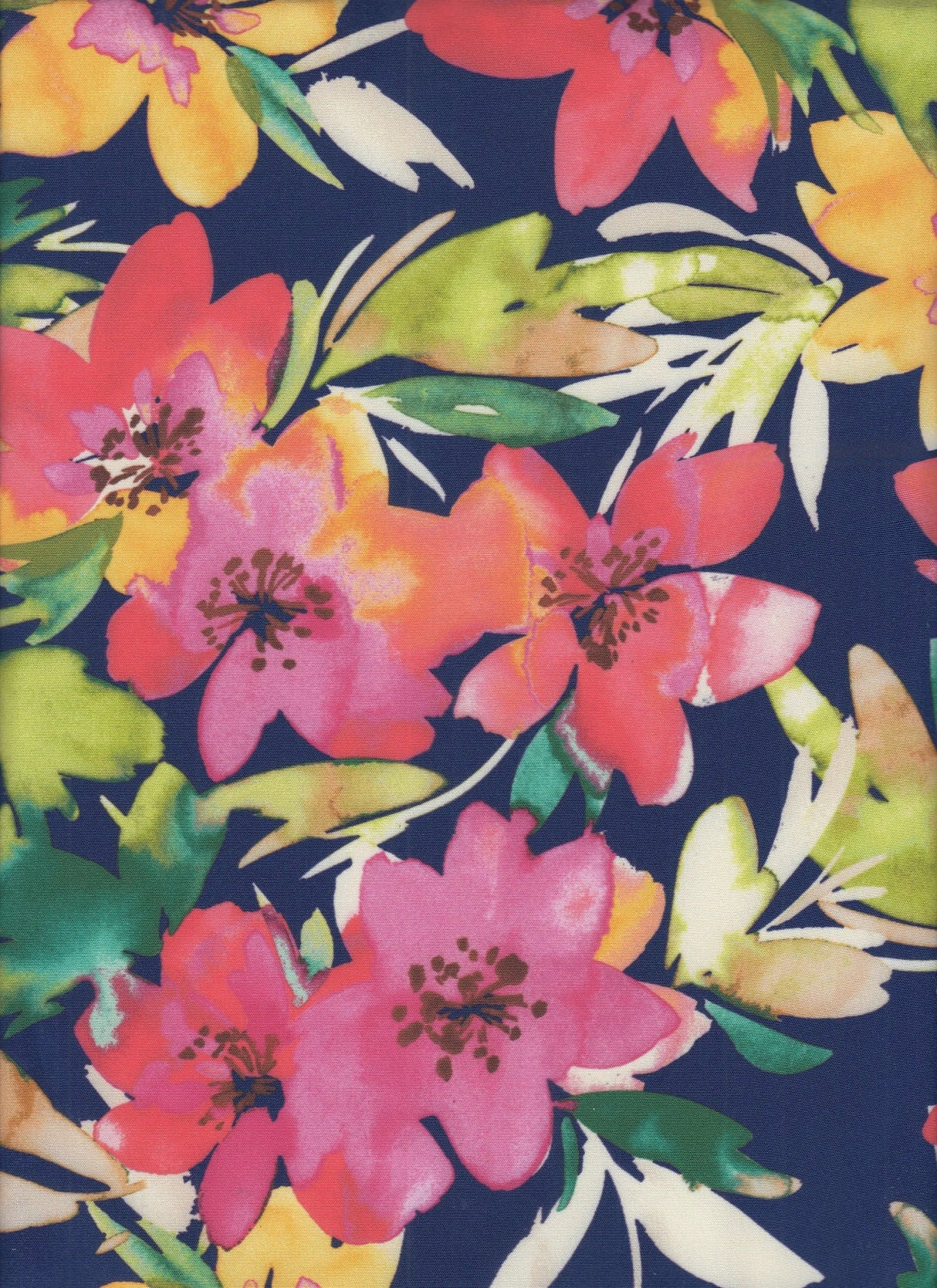 1 Yard Digital Floral Peach Skin Print Fabric, 58/59'' Wide Polyester Spandex Blend