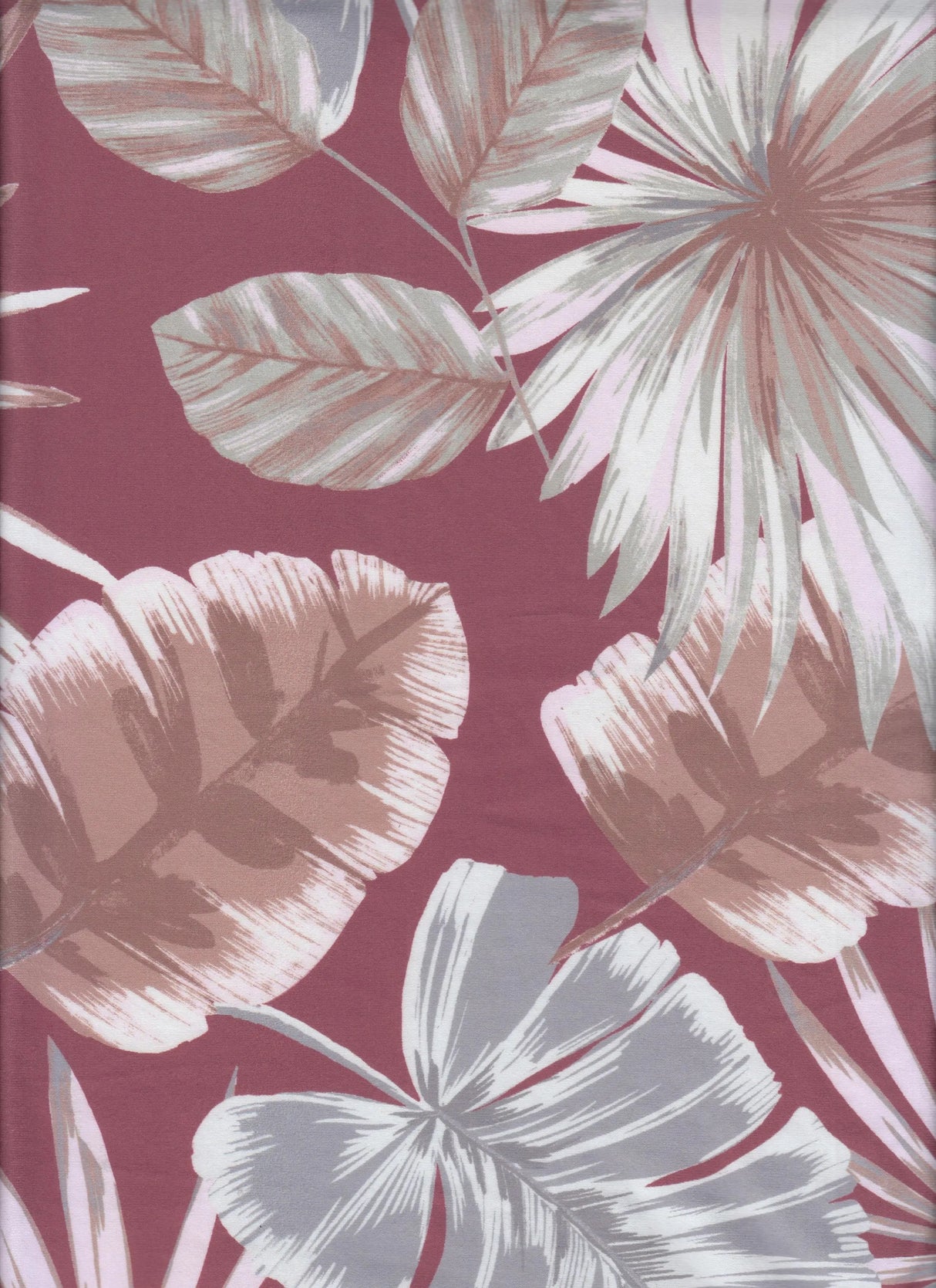 1 Yard DTY Brushed Leaf/Tropical Digital Print Knit Fabric, 58/60'' Wide Polyester Spandex Blend