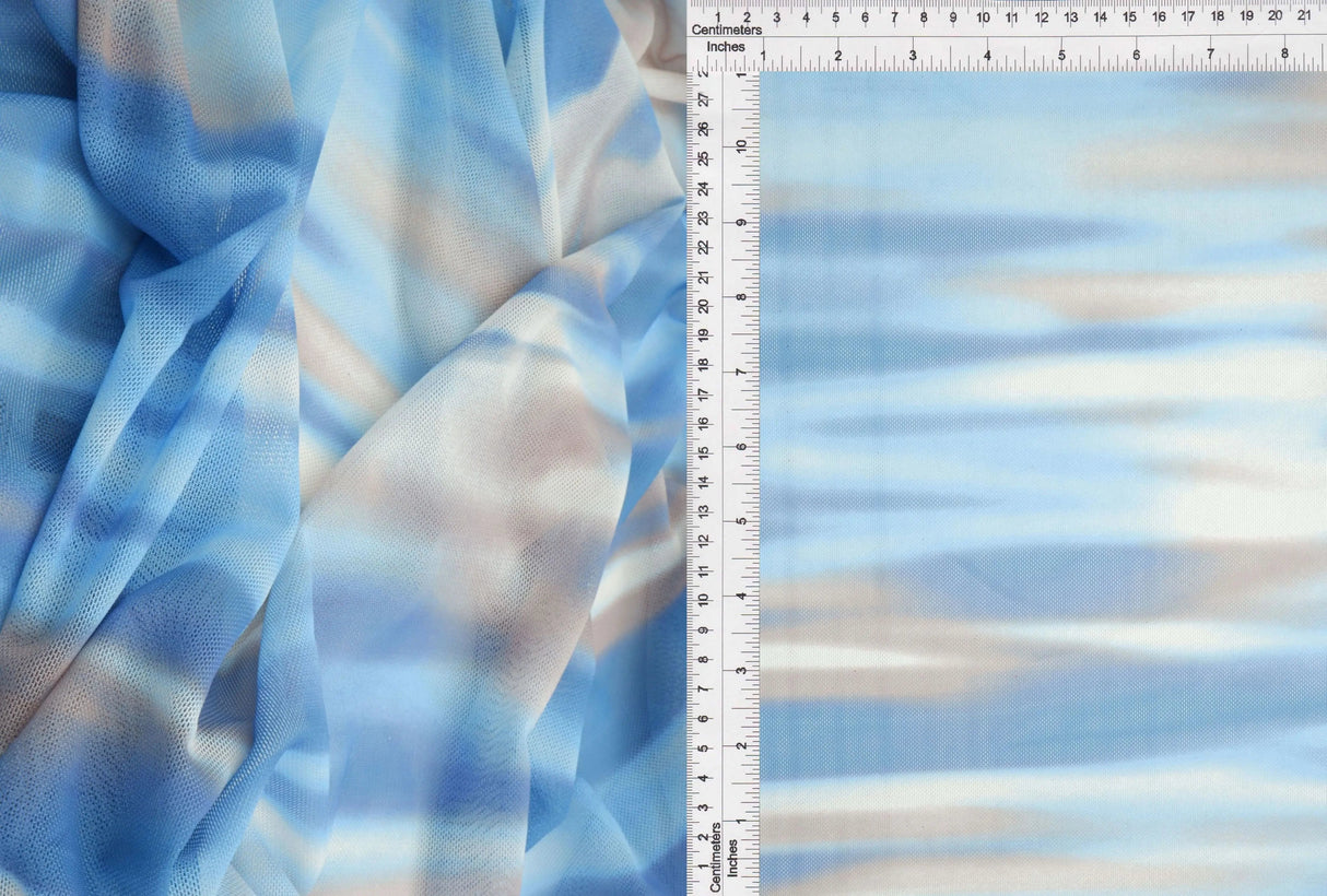 1 Yard Digital Abstract/Tie Dye Mesh Knit Fabric, 56/58'' Wide Polyester Spandex Blend
