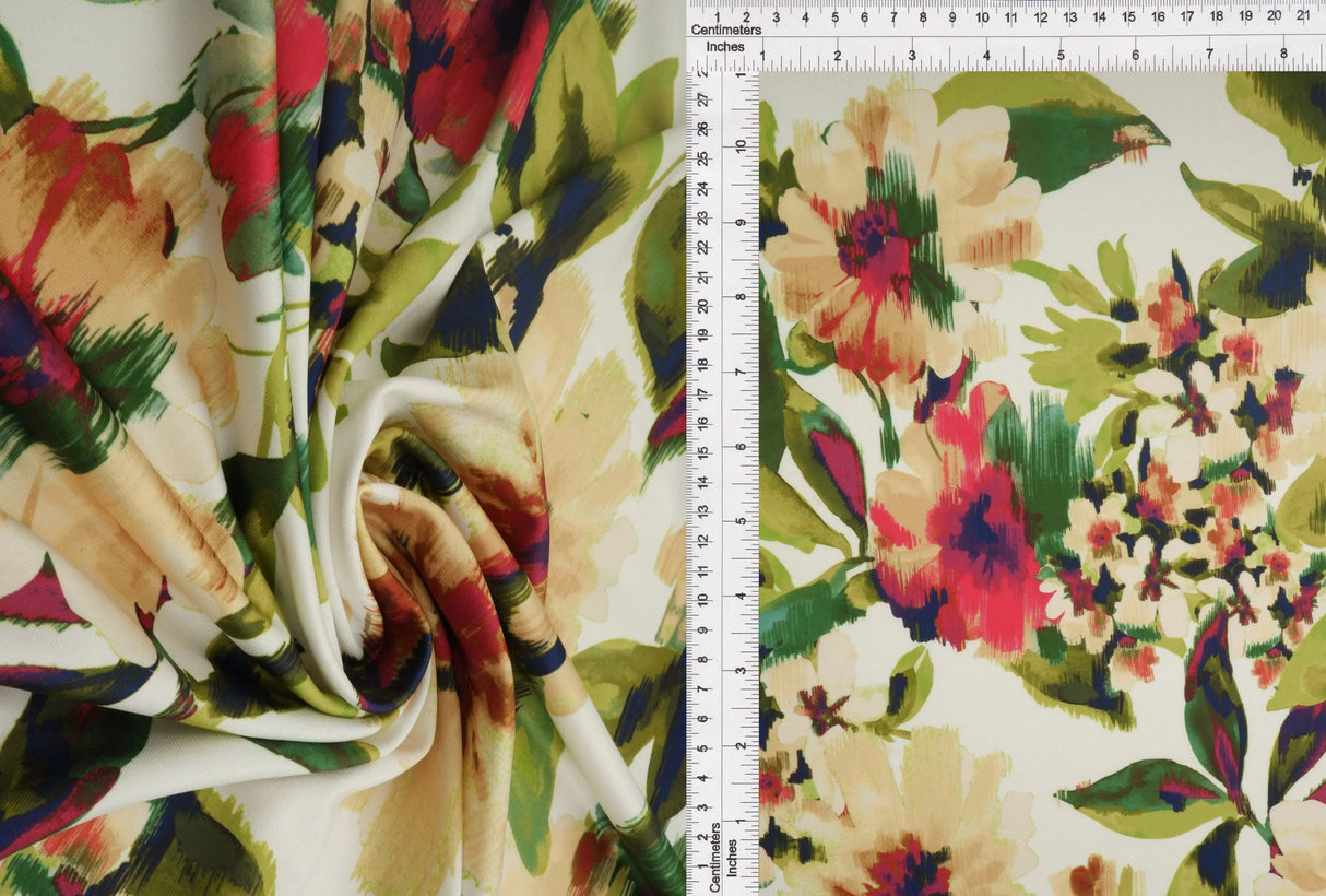 1 Yard Polyester Spandex 180 GSM DTY Floral Abstract Digital Print Fabric Soft 58/60" Width