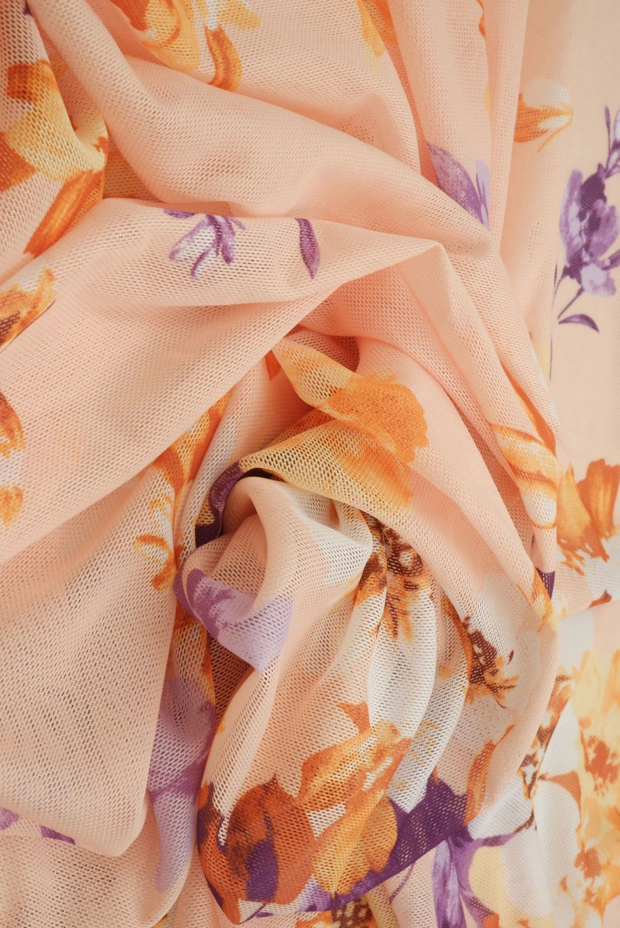 1 Yard Mesh Digital Floral Print Fabric, 54'' Wide Polyester Spandex Blend