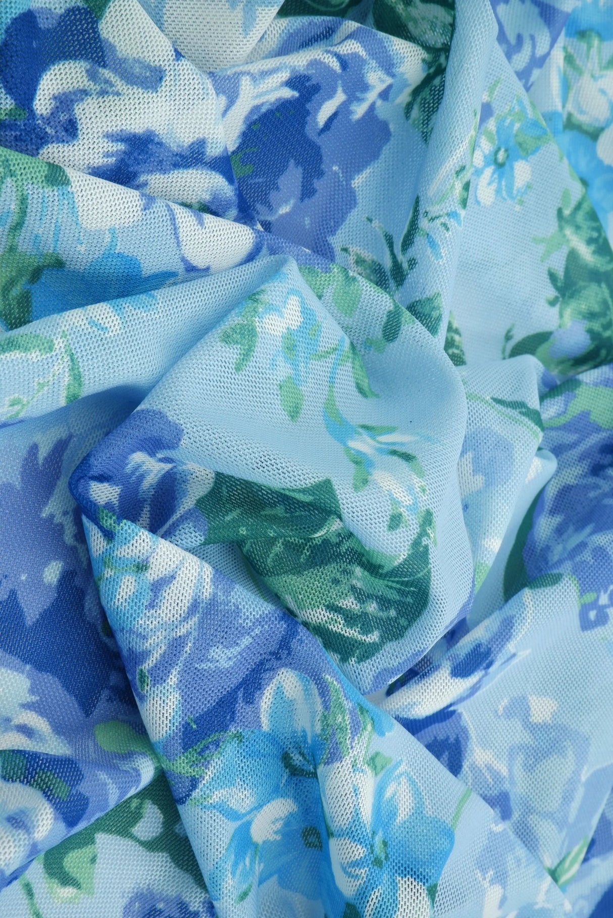 Digital Floral Print Mesh Fabric Soft Stretch Sheer, 54 Inches Wide