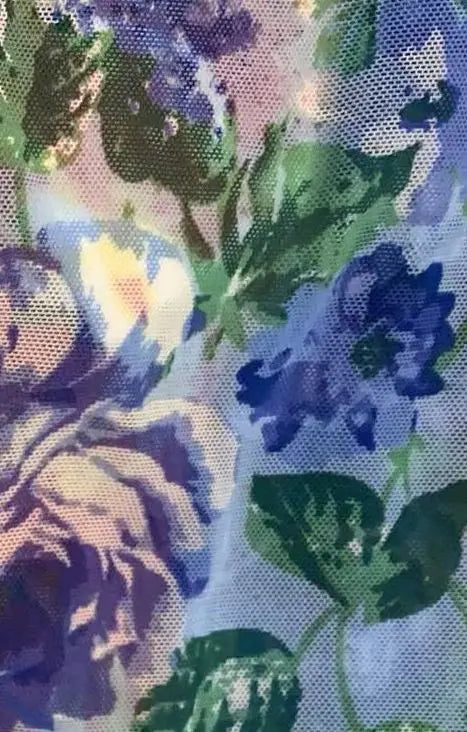 1 Yard Digital Floral Mesh Knit Fabric, 54'' Wide Polyester Spandex Blend