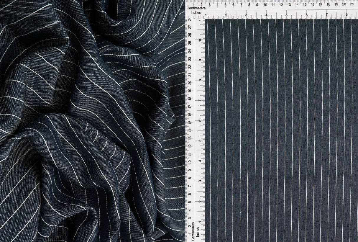 1 Yard Striped Rayon Twill Chambray Fabric, 57/58'' Wide 100% Rayon