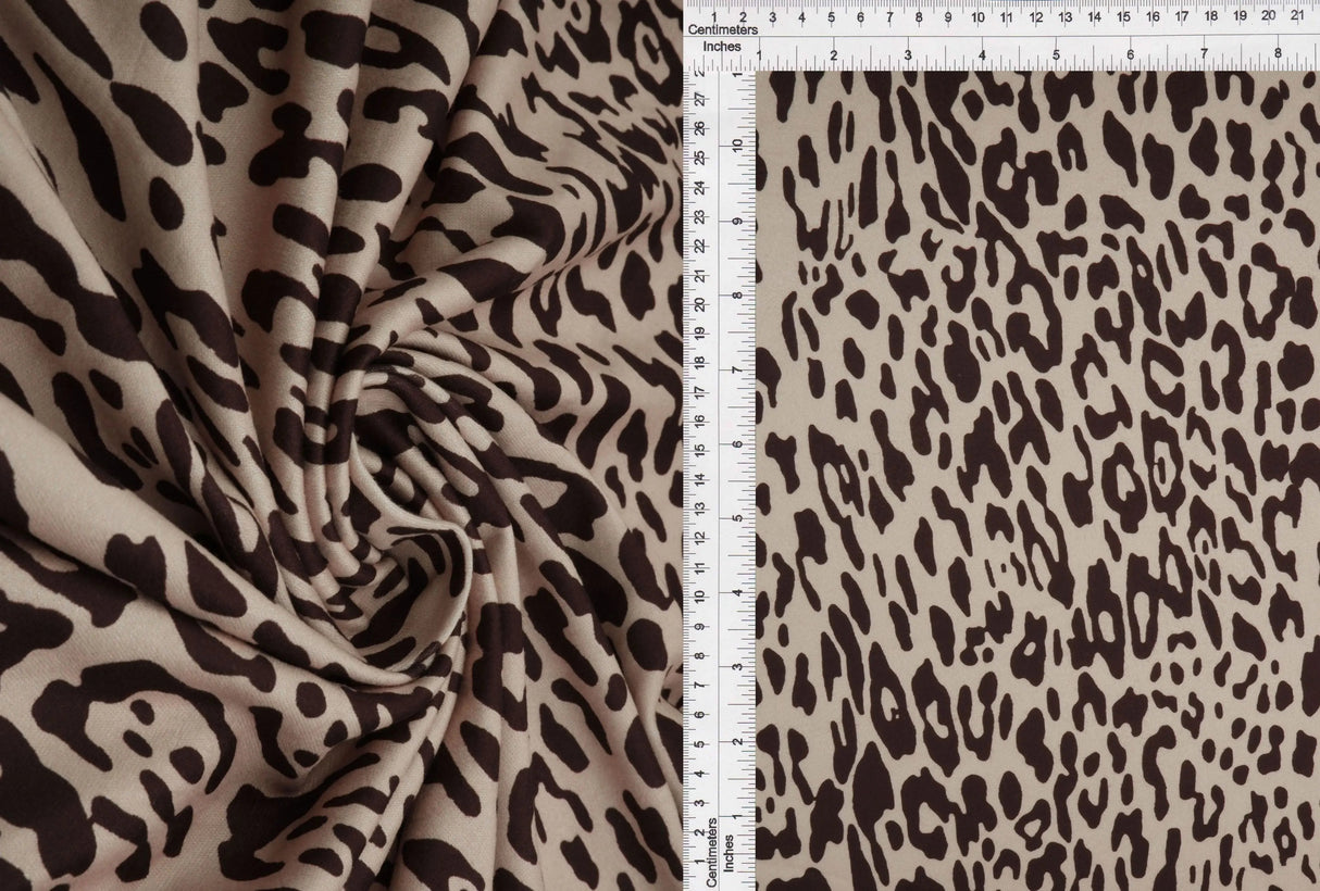1 Yard DTY Brushed Animal Leopard Digital Print Fabric 170 GSM Poly Spandex 58/60" Width
