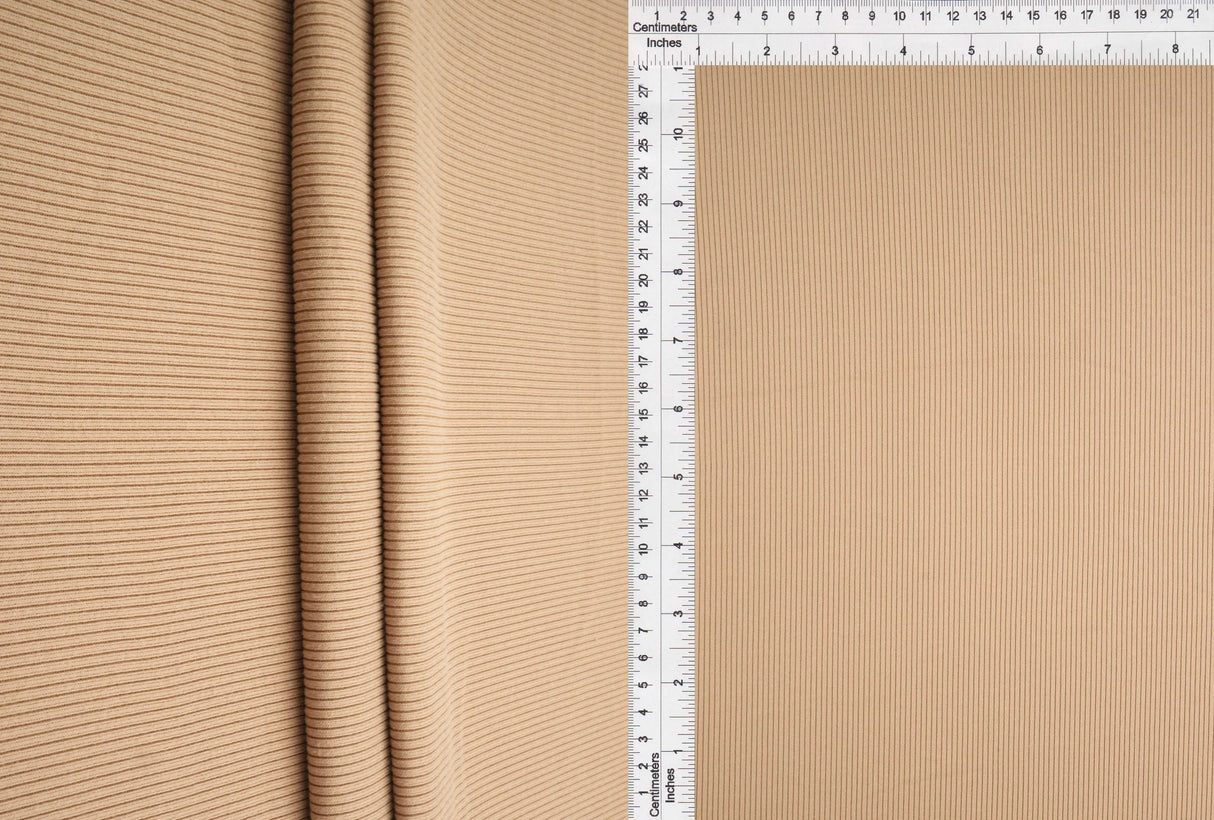 1 Yard Solid 2x2 Peach Rib Knit Fabric, 48'' Wide Polyester Spandex Blend