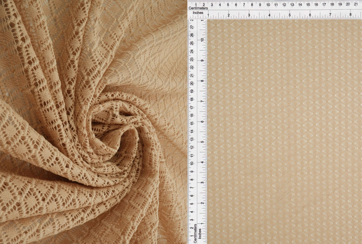 1 Yard Poly Warp Lace Fleece Fabric 90 GSM Lightweight Soft Textured Knit 57" Width