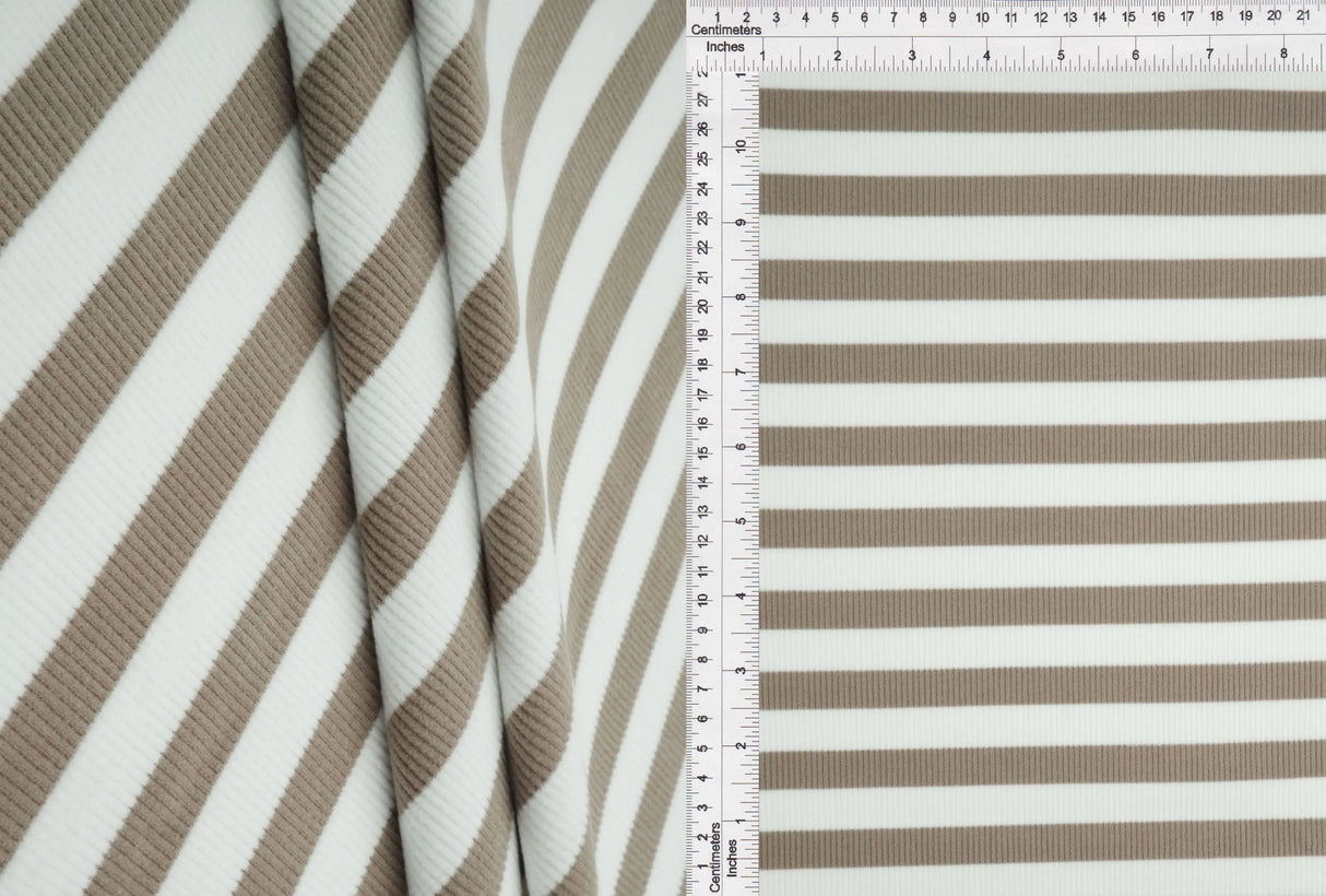 1 Yard Poly Spandex Cool Cotton 260 GSM Stripe Fleece Rib Knit Fabric Soft 52" Width