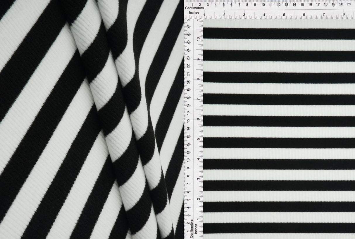 1 Yard Poly Spandex Cool Cotton 260 GSM Stripe Fleece Rib Knit Fabric Soft 52" Width