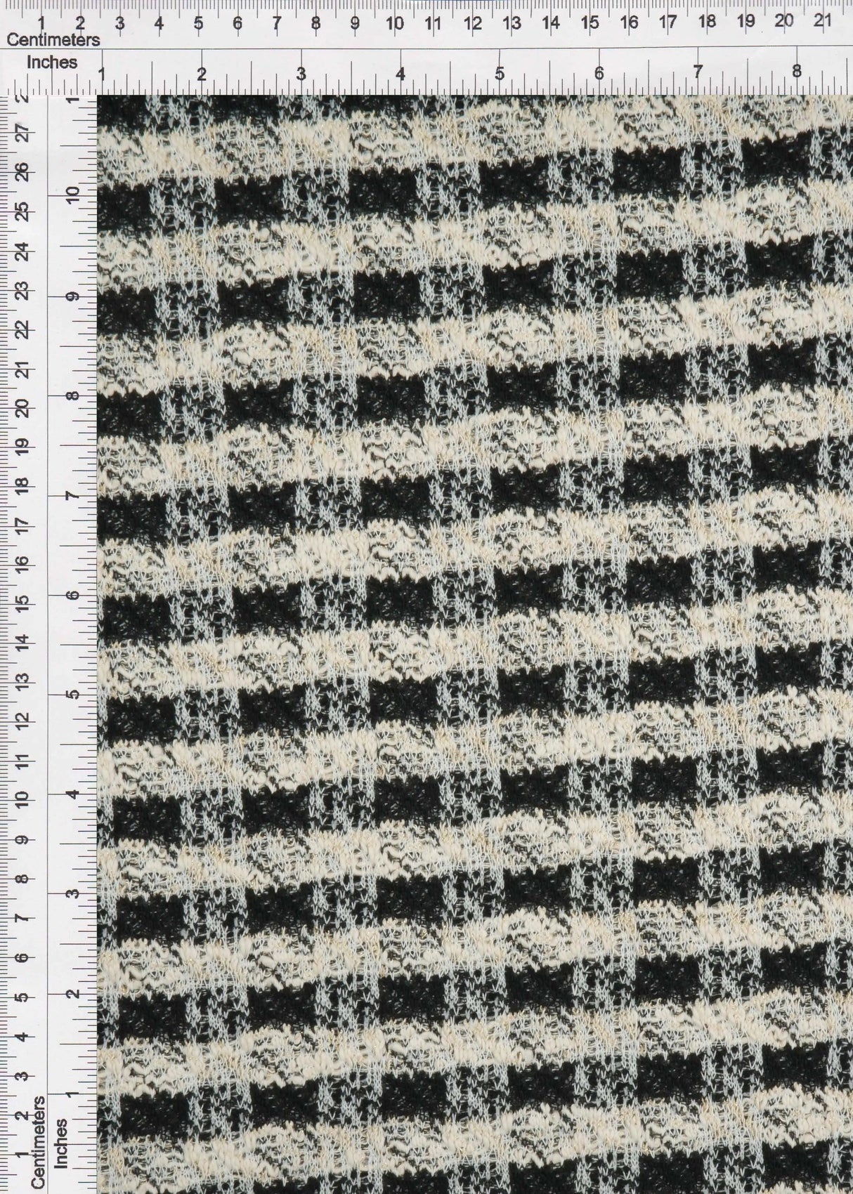 1 Yard Knit Boucle Checkered Fabric 265 GSM Polyester Cotton Spandex Blend 58/60" Width