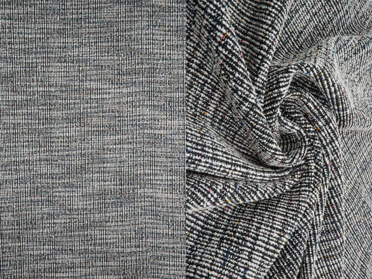 1 Yard Polyester Cotton Rayon Spandex 320 GSM Knit Boucle Multi Lurex Fabric 62" Width