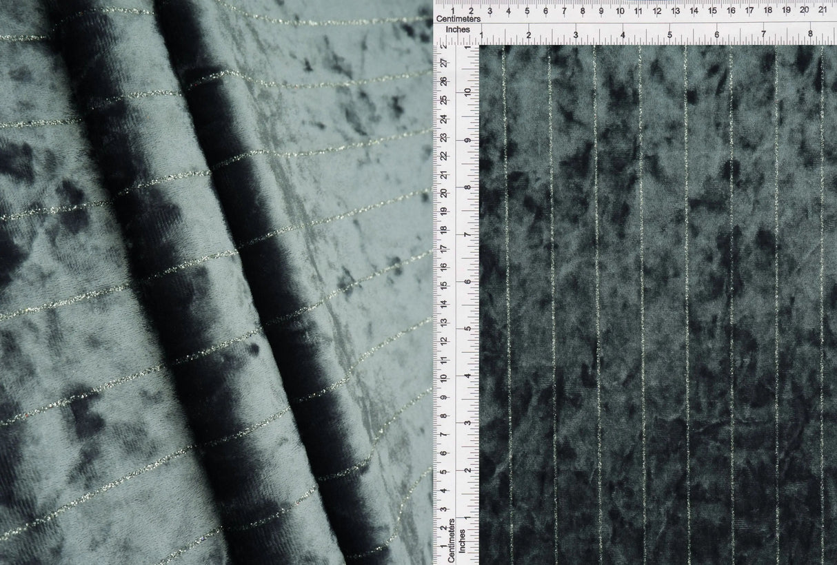 1 Yard Polyester Elastane Velvet 250 GSM Glitter Stripe Fabric Soft 59" Width