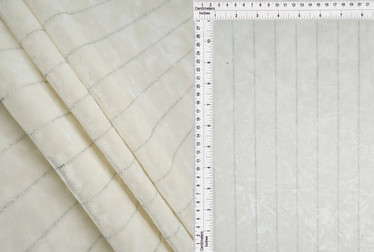 1 Yard Polyester Elastane Velvet 250 GSM Glitter Stripe Fabric Soft 59" Width