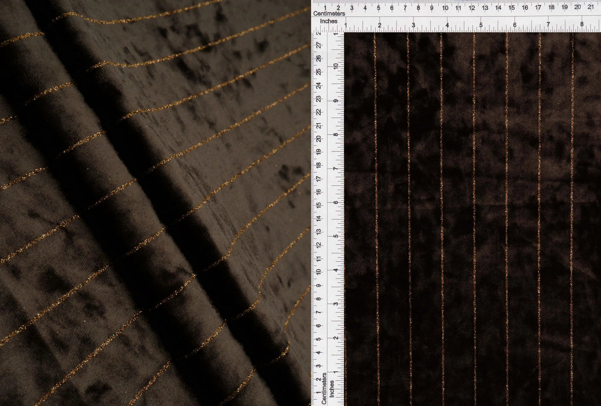 1 Yard Polyester Elastane Velvet 250 GSM Glitter Stripe Fabric Soft 59" Width