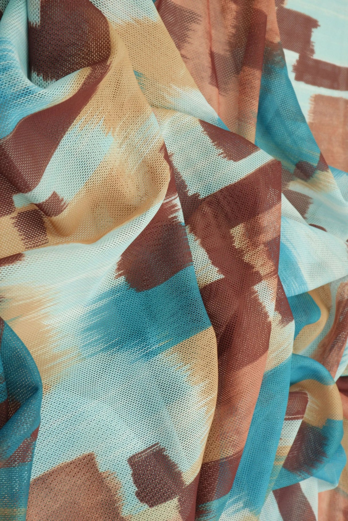 1 Yard Digital Abstract Mesh Knit Fabric, 54'' Wide Polyester Spandex Blend