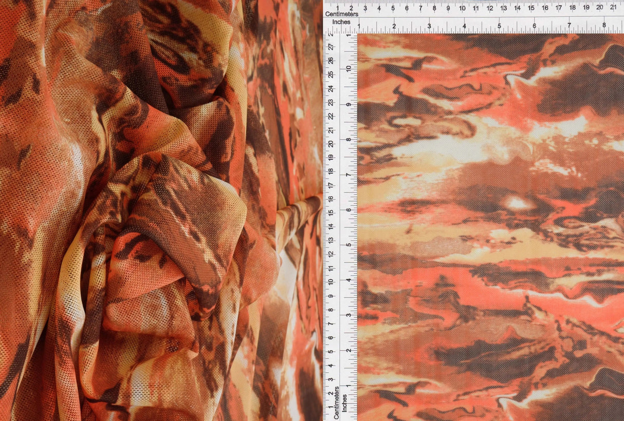 1 Yard Digital Abstract Mesh Knit Fabric, 54'' Wide Polyester Spandex Blend