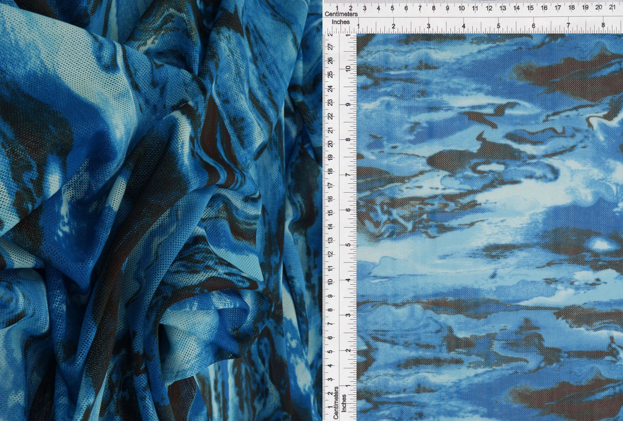 1 Yard Digital Abstract Mesh Knit Fabric, 54'' Wide Polyester Spandex Blend
