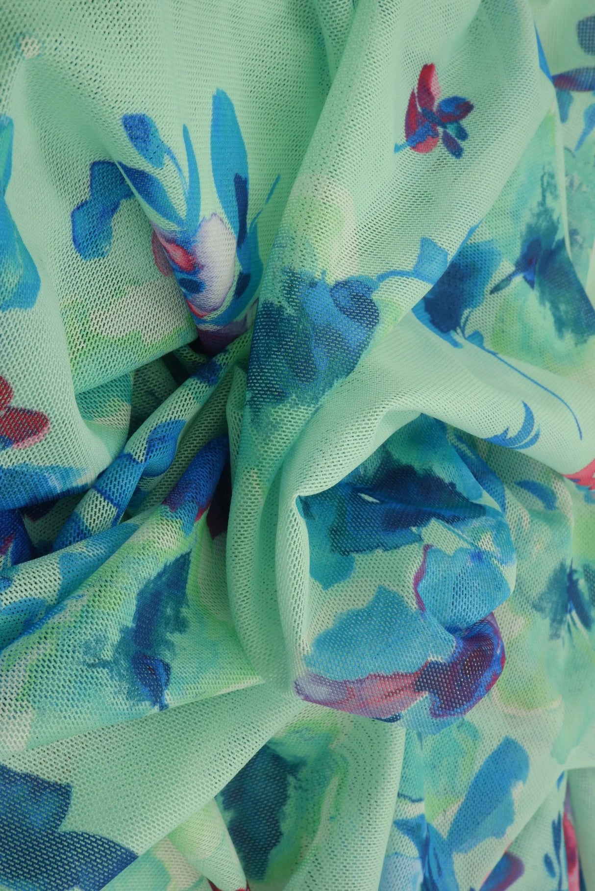 1 Yard Digital Floral Mesh Knit Fabric, 54'' Wide Polyester Spandex Blend