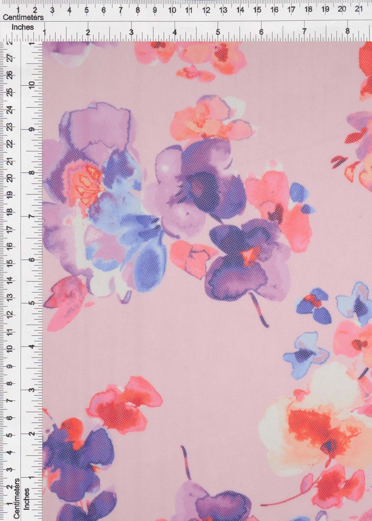 1 Yard Digital Floral Mesh Knit Fabric, 54'' Wide Polyester Spandex Blend