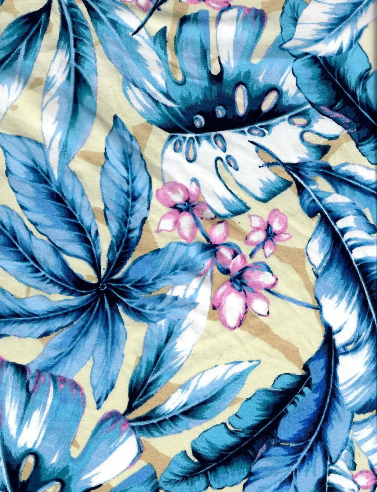 1 Yard Polyester Spandex 170 GSM DTY Brushed Leaf Tropical Print Fabric Soft 58/60" Width