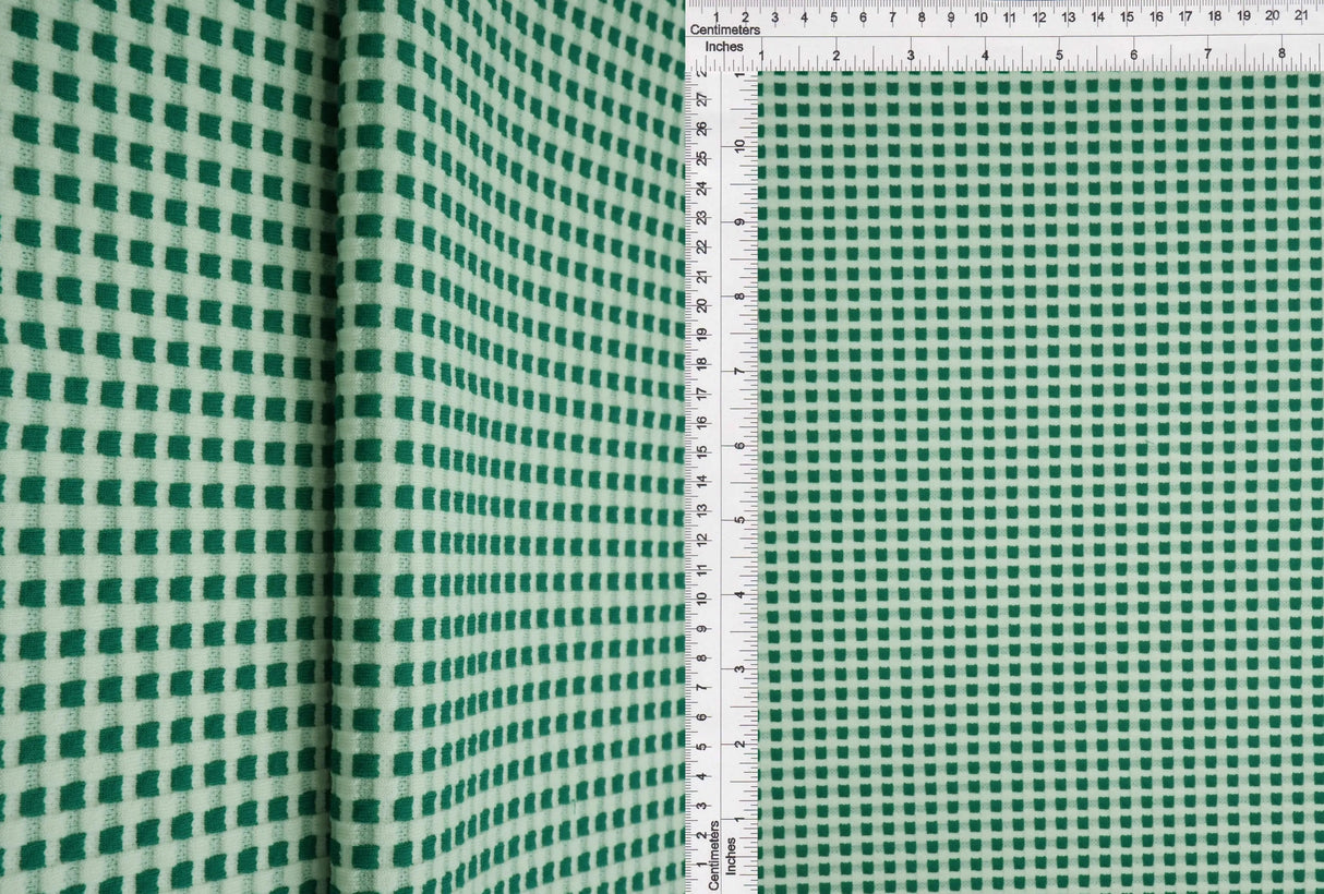 1 Yard Checkered Jacquard YD Fabric Stretch Polyester Rayon Spandex 60/62 Inches Wide