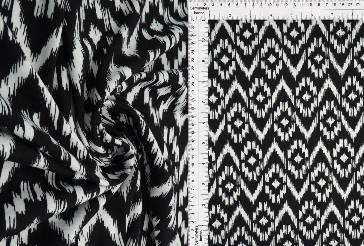 Tribal Boho Print Fabric DTY Brushed Knit 58/60" Wide Soft Stretch Material