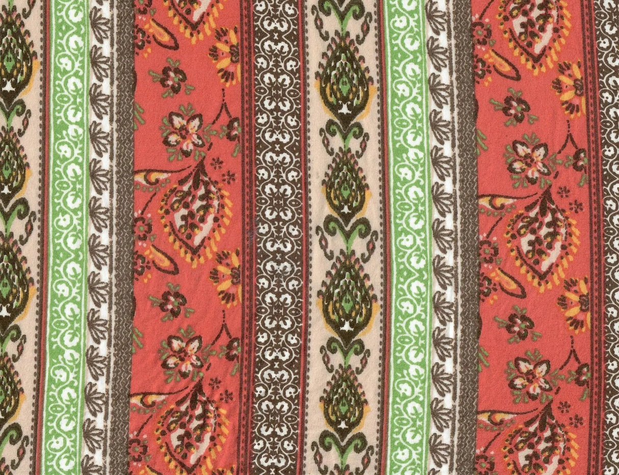 1 Yard Polyester Spandex 170 GSM DTY Brushed Boho Stripe Print Fabric Soft 58/60" Width