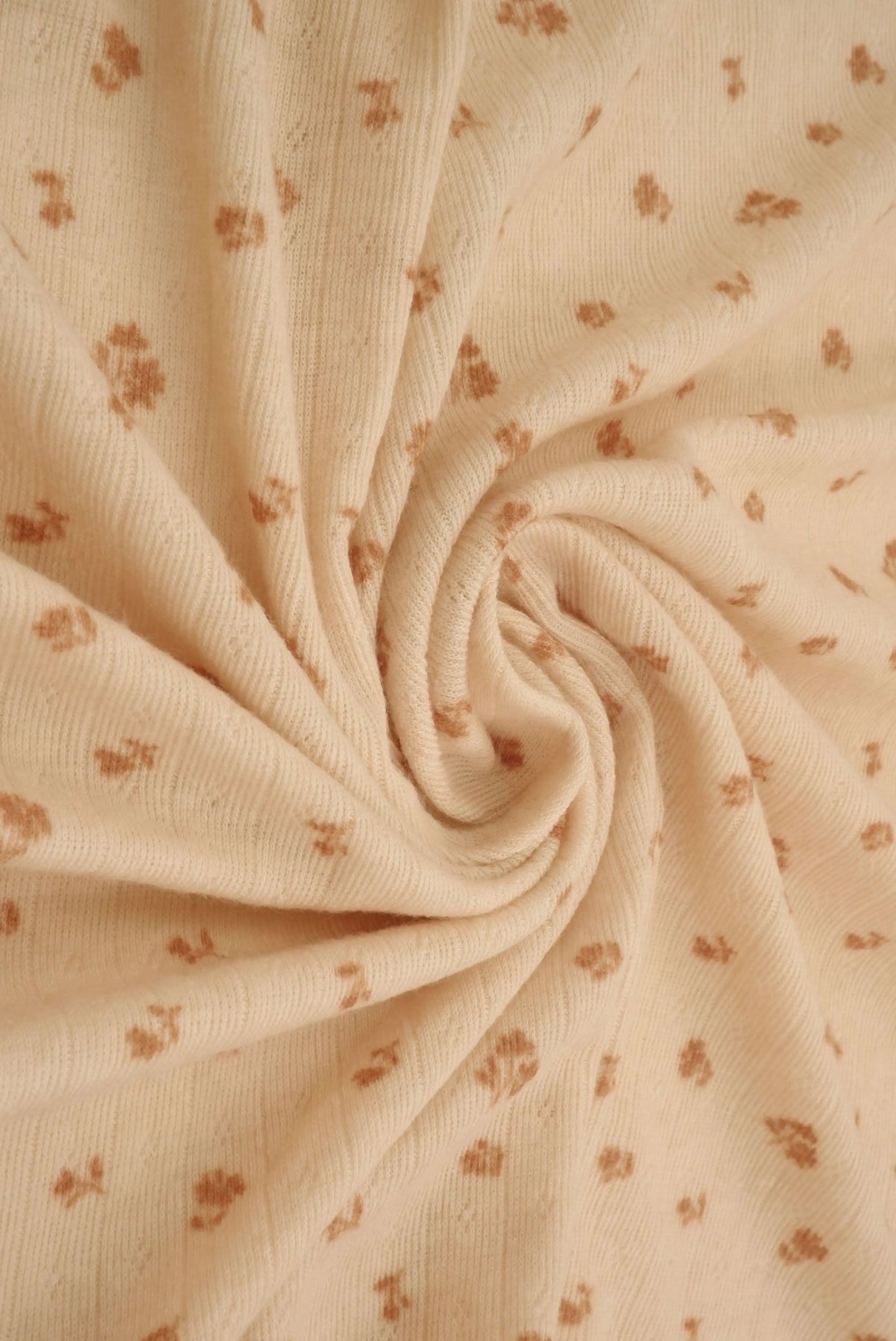 1 Yard Cotton-Style Ditsy Pointelle Print Knit Fabric, 61/63'' Wide Polyester Spandex Blend