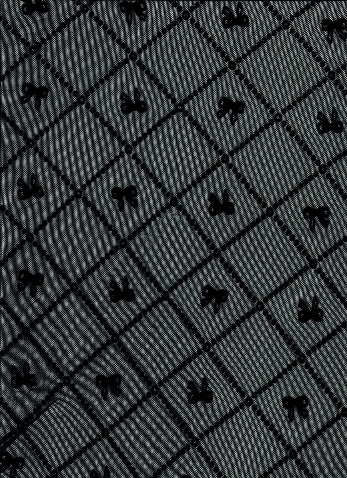 1 Yard Bow Tie Conversational Flocking Mesh Fabric, 56/57? Wide Polyester Spandex Blend