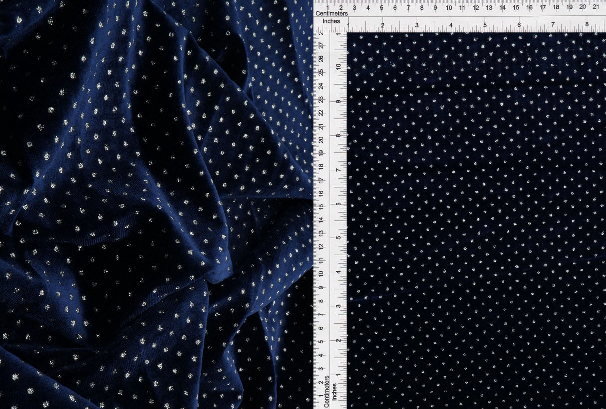 1 Yard Soft Velvet Mini Polka Dot Glitter Knit Fabric 58/60 Inches Wide
