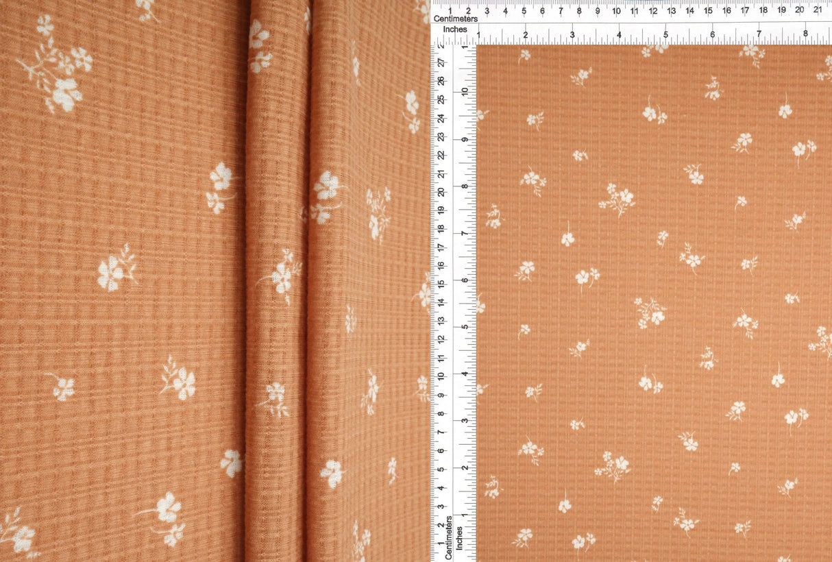 1 Yard Polyester Rayon Spandex Pointelle Ditsy Rib Print Fabric 58/60" Width