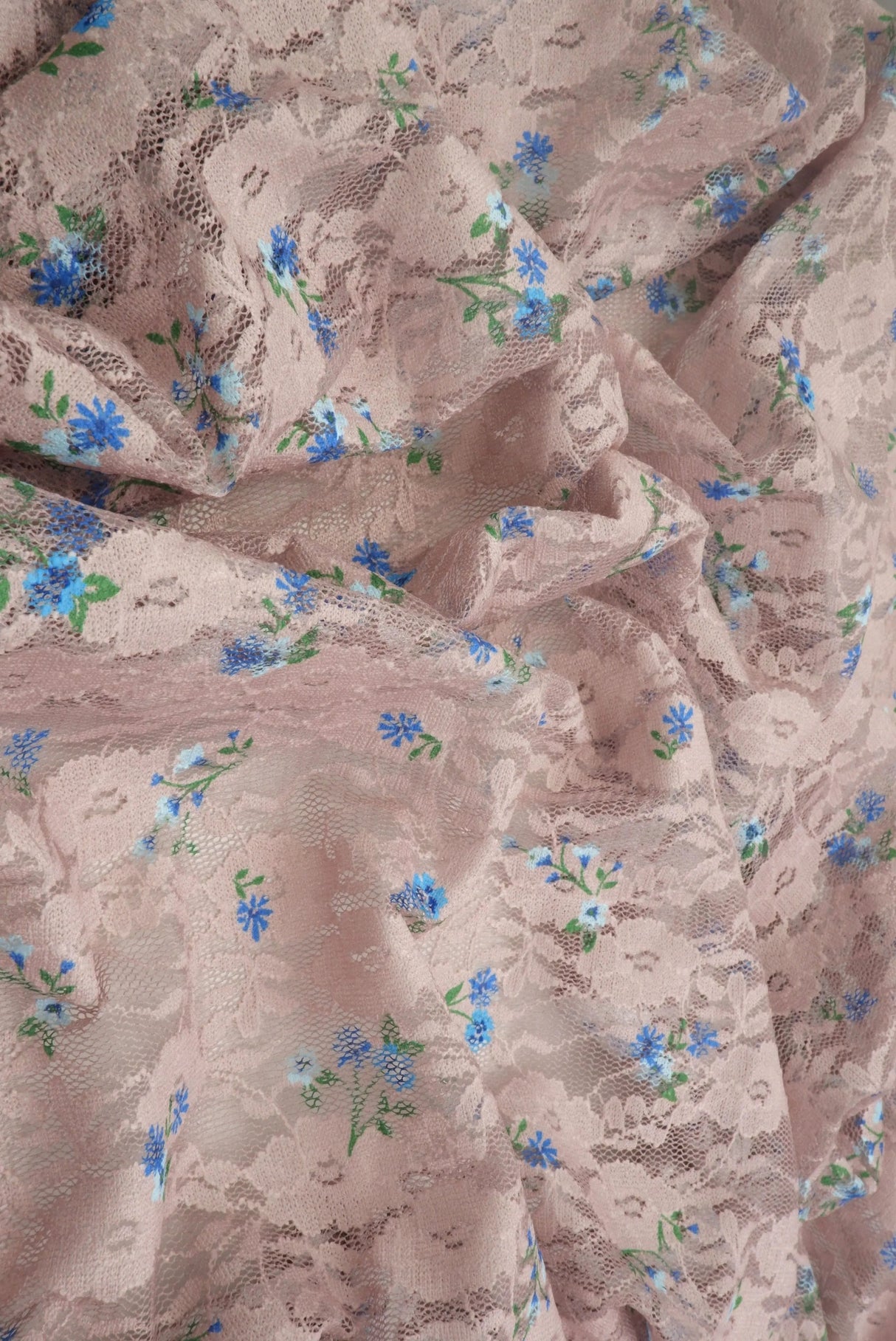 1 Yard Ditsy Printed Lace Fabric, 56/58'' Wide Polyester Spandex Blend