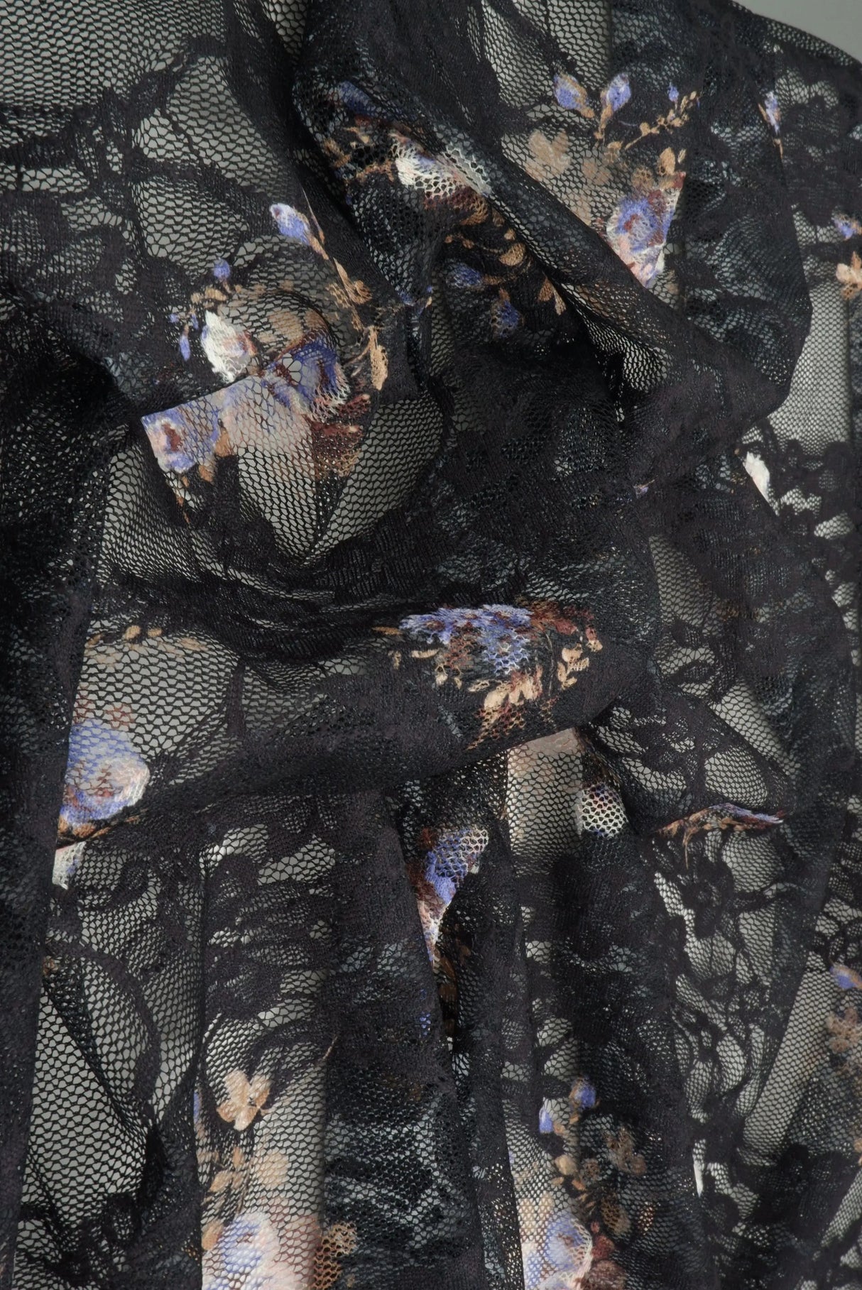 1 Yard Digital Floral Lace Fabric, 56/58'' Wide Polyester Spandex Blend