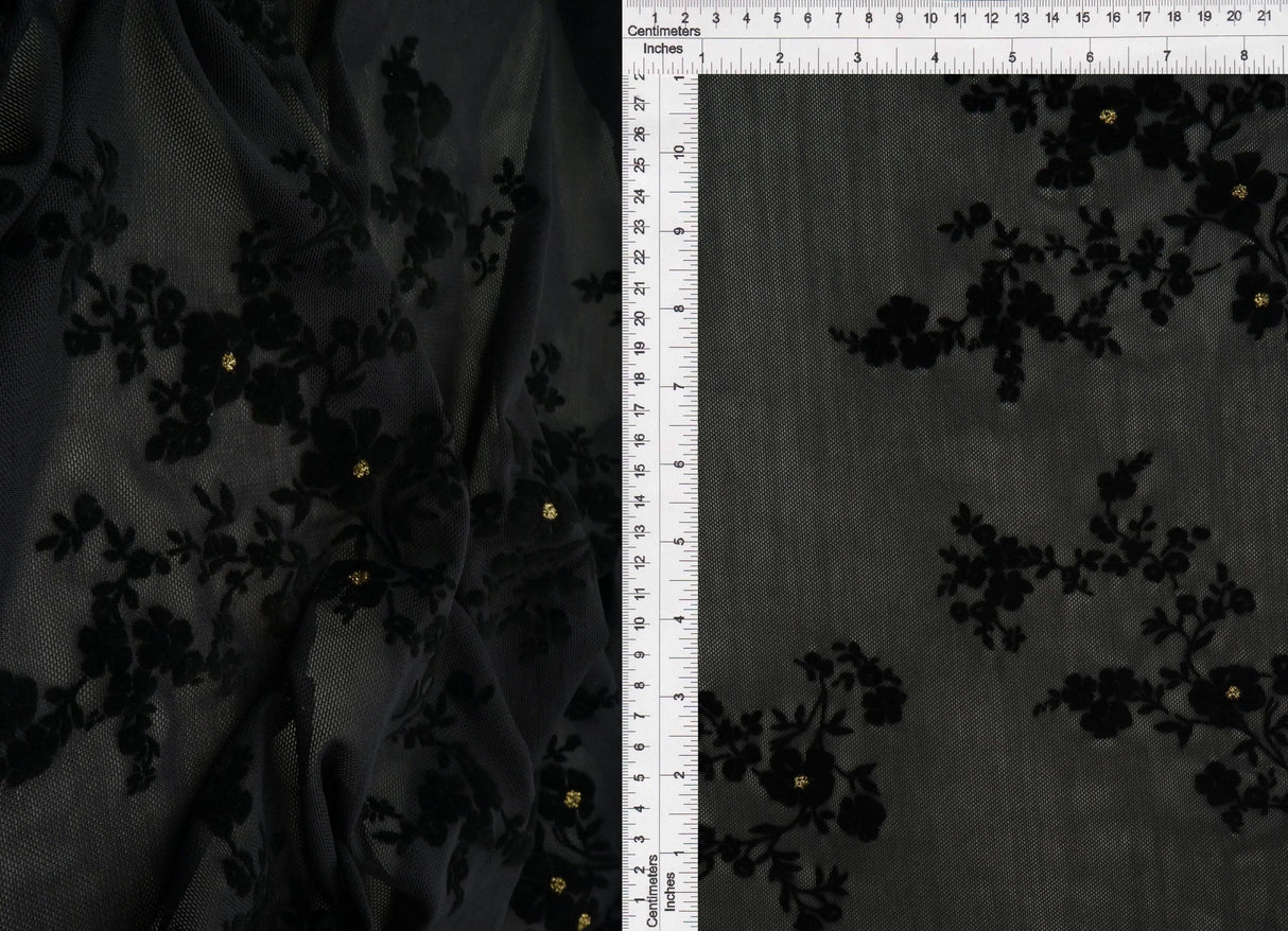 1 Yard Ditsy Flocking Glitter Fabric, 56/57? Wide Polyester Spandex Blend