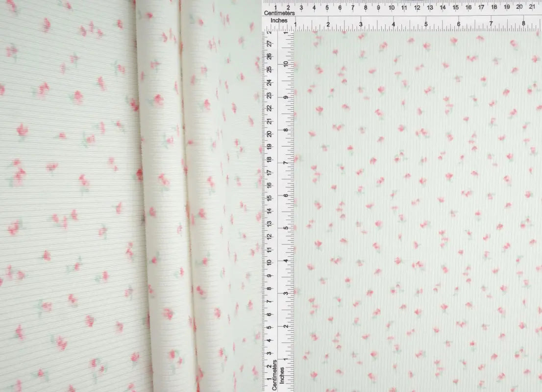 1 Yard Cotton Feel Ditsy Print Rib Knit Fabric 2x2 Rib Soft Stretch Polyester Spandex 58/59 Inch Wide