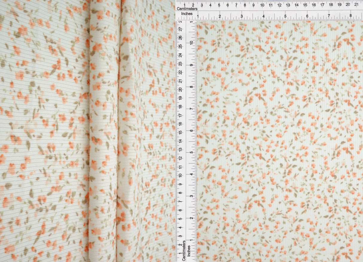 1 Yard Cotton Feel 2x2 Rib Knit Fabric Ditsy Print 58/59 Inches Wide Soft Stretch