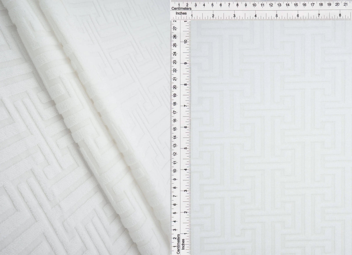 1 Yard Geometric Towel Jacquard Knit Fabric 58/59 Inch Wide Plush Heavyweight Textured Material for Robes & Home Décor