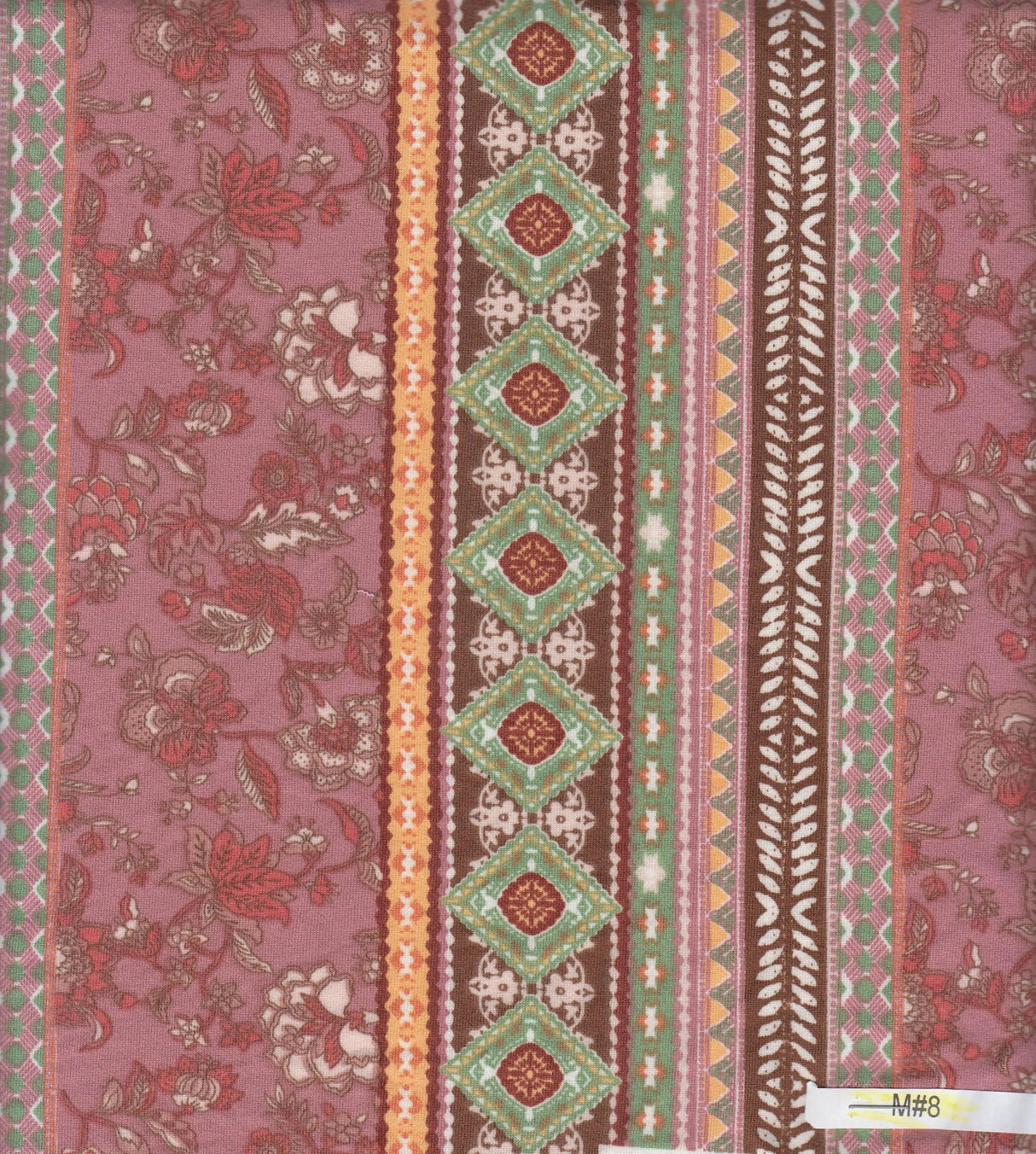 1 Yard Boho Stripe Brushed DTY Knit Fabric Polyester Spandex Lightweight 58/60 Inch Wide