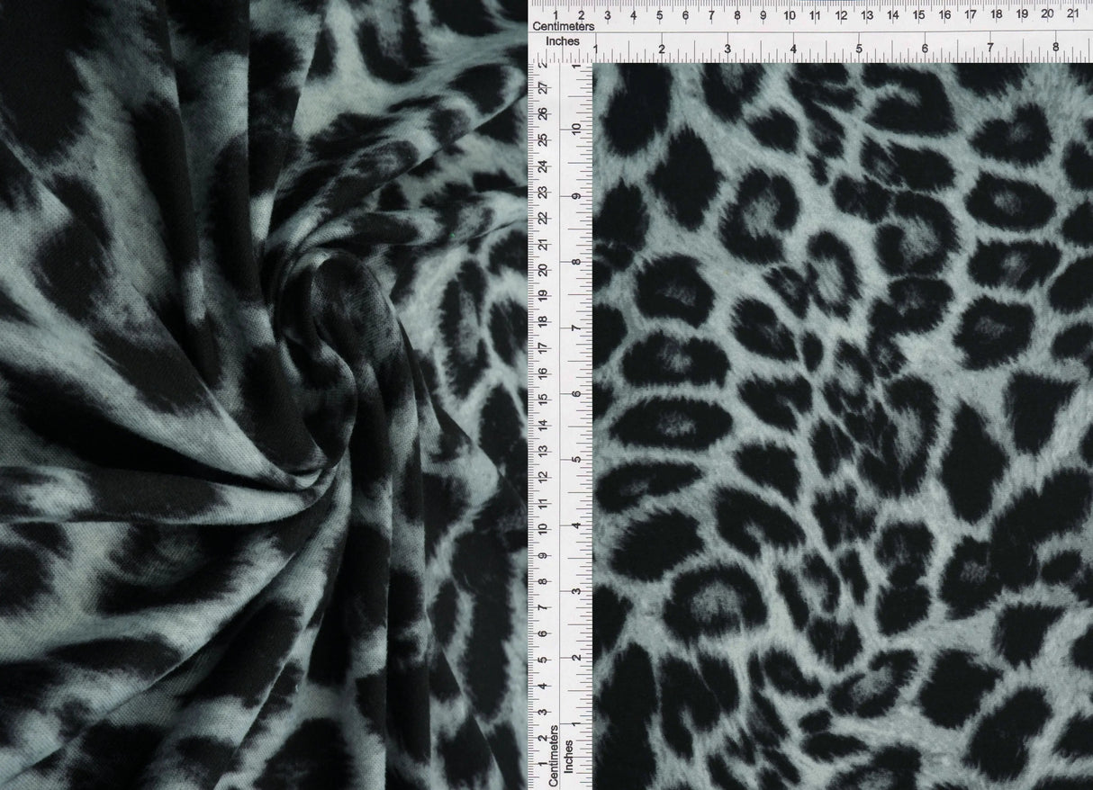 1 Yard Silver DTY Brushed Animal Print Knit Fabric 58/60 Inches Wide Soft Stretch