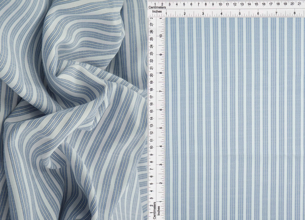 Triple Stripe Poplin Woven Fabric Poly Rayon Blend, 57/58" Wide