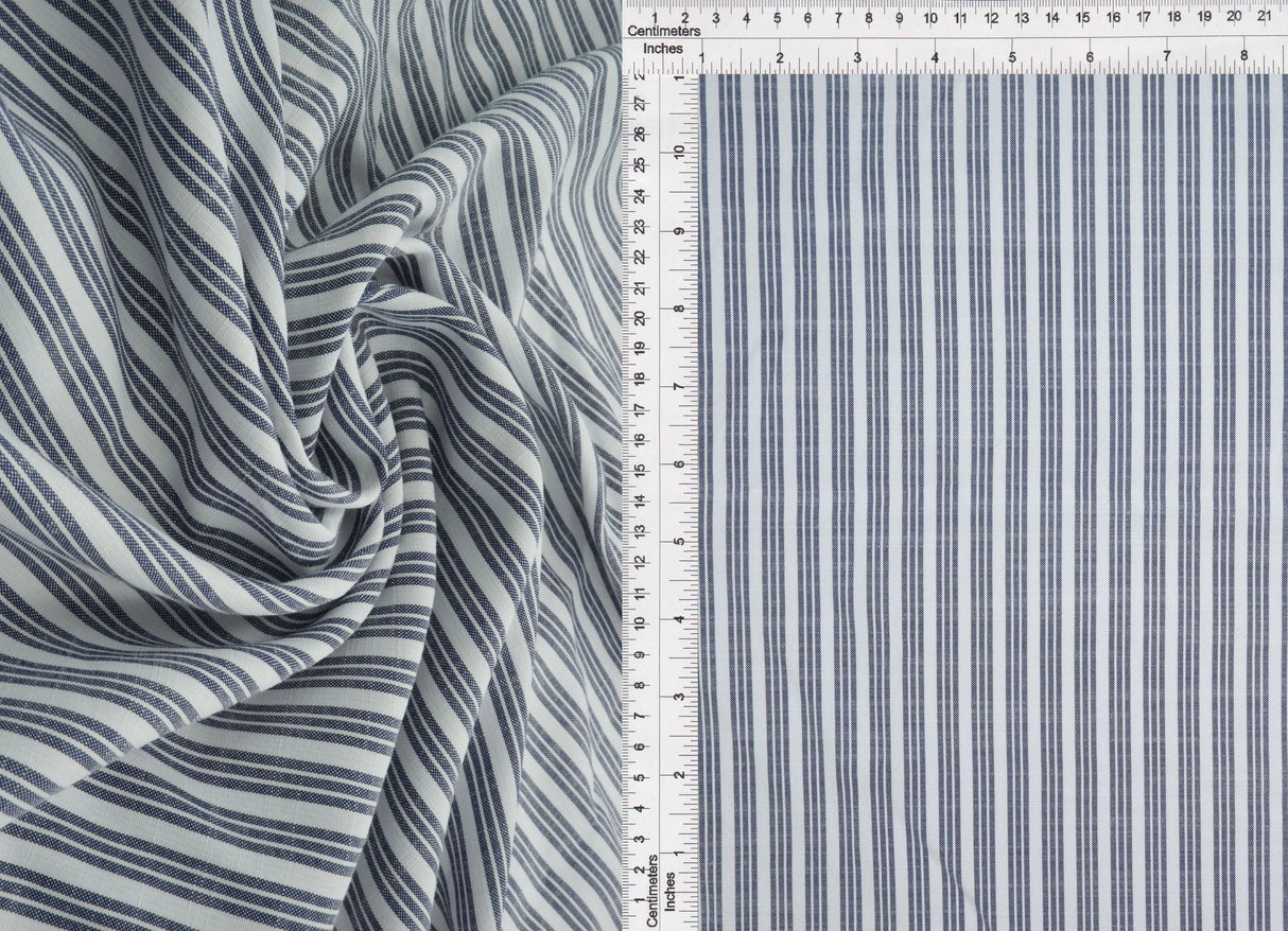 Triple Stripe Poplin Woven Fabric Poly Rayon Blend, 57/58" Wide