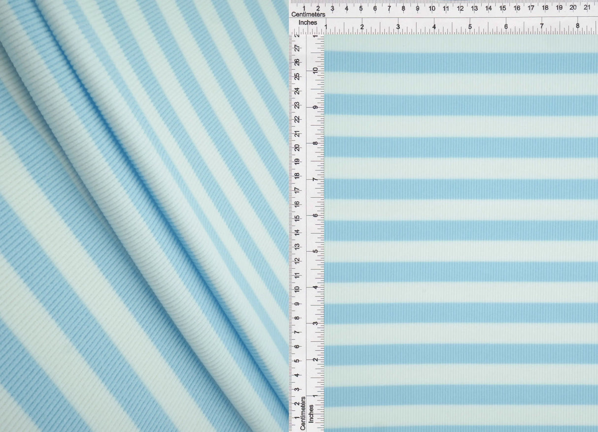 1 Yard Poly Spandex Cool Cotton 260 GSM Stripe Fleece Rib Knit Fabric Soft 52" Width