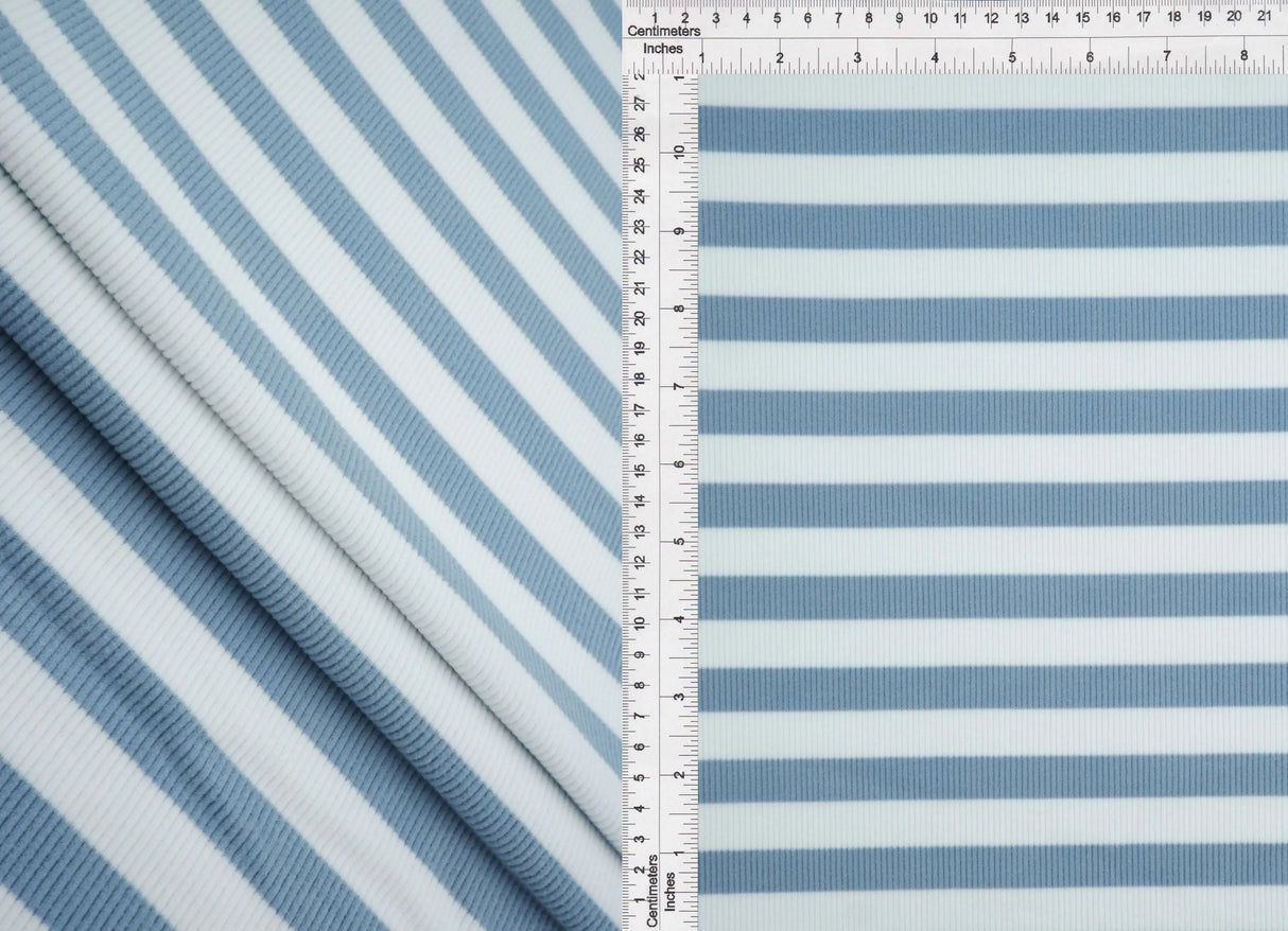 1 Yard 2x2 Cool Cotton Stripe Fleece Rib Knit Fabric, 50/52'' Wide Polyester Spandex Blend