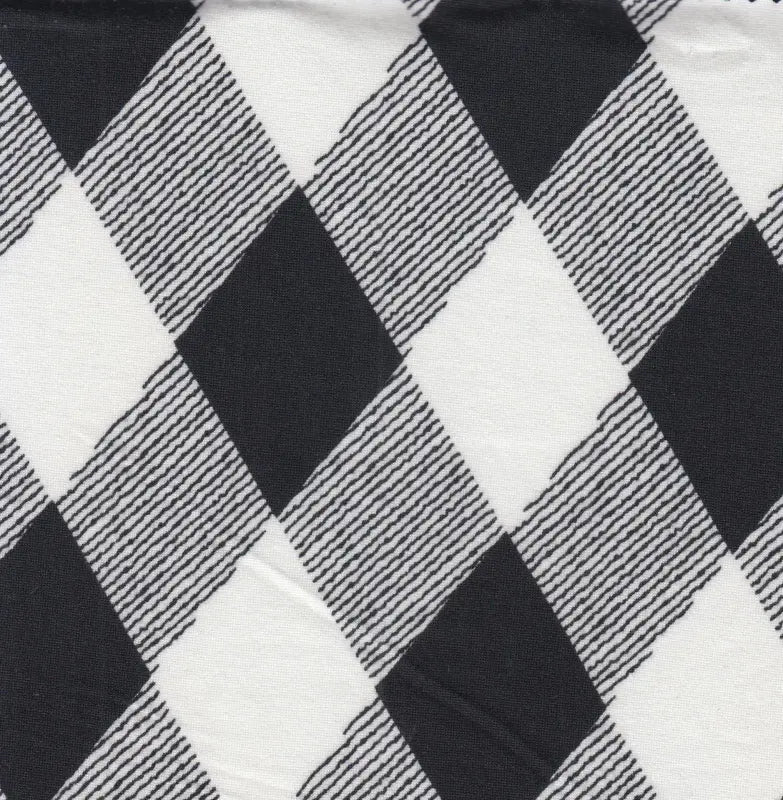 1 Yard Lightweight Brushed Checkered Print DTY Knit Fabric Polyester Spandex 58/60 Inch Wide for Sewing